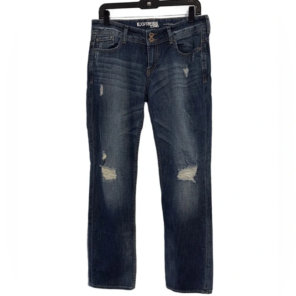 Express Mid Rise Distressed Boyfriend Jeans 6